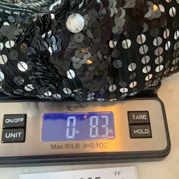 VTG Sequins Queen Medium Silk Beaded Top Black Silver Sequin Floral Embellished* - Picture 13 of 13